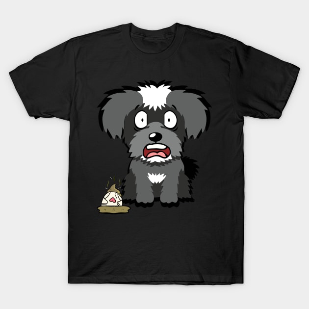 Funny schnauzer steps on a dirty diaper T-Shirt by Pet Station